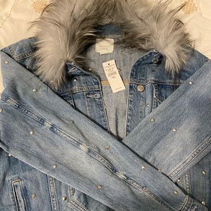 NEW AE collar studded denim jacket